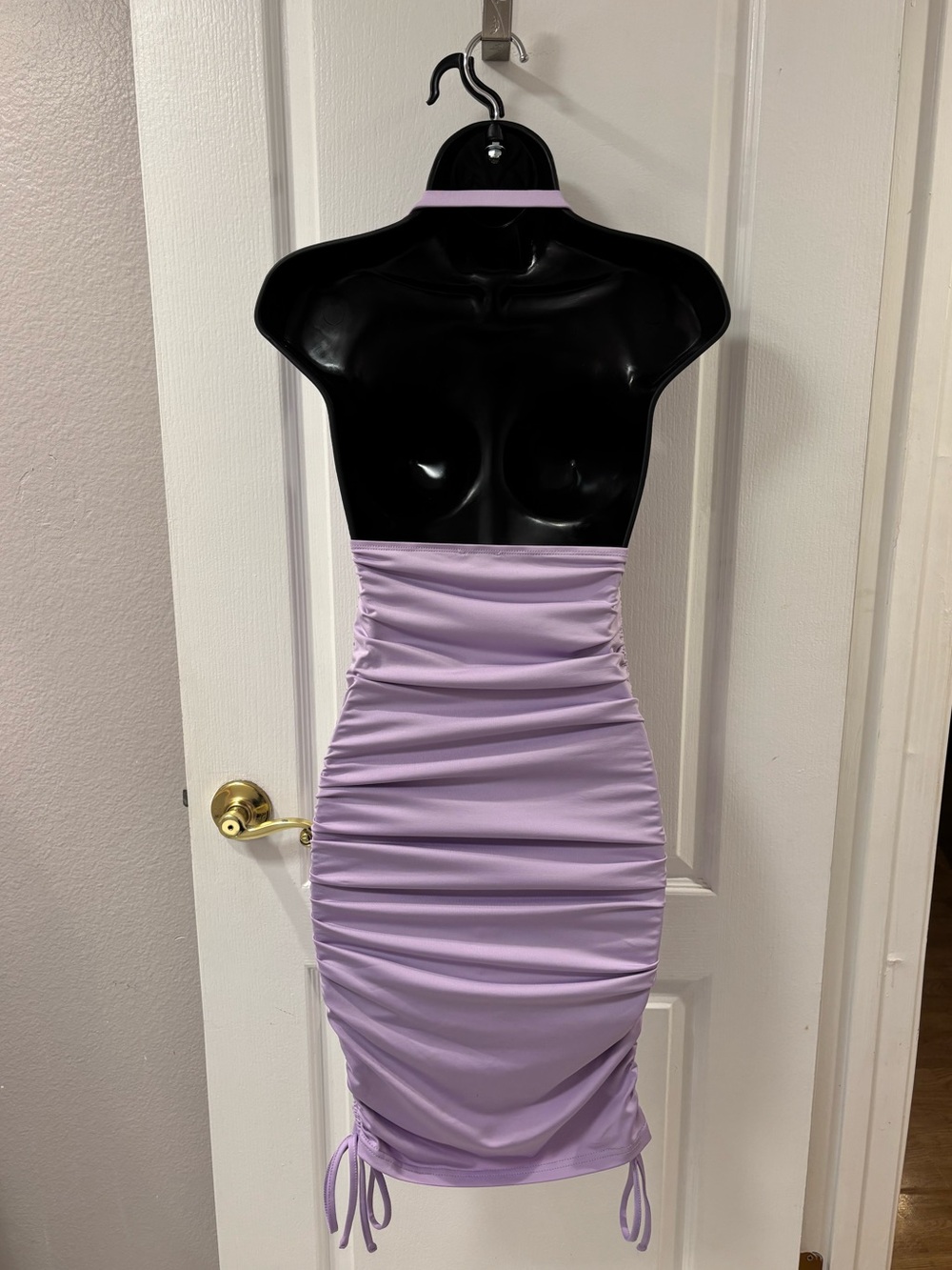 Princess Polly Penelope Halter Ruched V-Neck Mini Dress Lilac Lavender Party 4 - Picture 4 of 10
